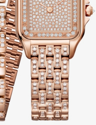Cartier Rose Gold Crwjpn0062 Panthère De  Small 18ct Rose-gold And 3.28ct Diamond Quartz Watch In Gold