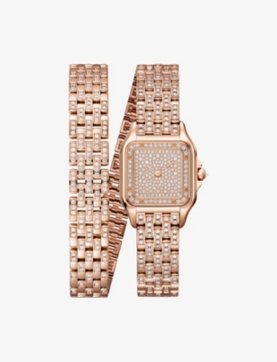 Cartier Rose Gold Crwjpn0062 Panthère De  Small 18ct Rose-gold And 3.28ct Diamond Quartz Watch