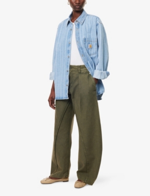 Carhartt Omens Rylan Stripe, Blue Rylan Striped Denim Shirt In Blue