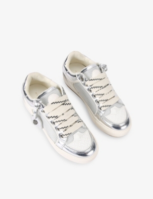 Kurt Geiger Southbank Tag Metallic Mesh Sneakers In Silver