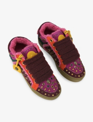 Kurt Geiger Womens Mult/other Southbank Tag Suede Trainers Eur 39 / 6 Uk In Multi