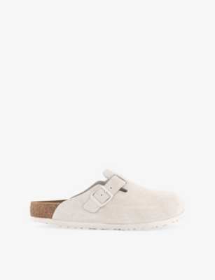 BIRKENSTOCK: Boston Logo-Embossed Suede Clogs