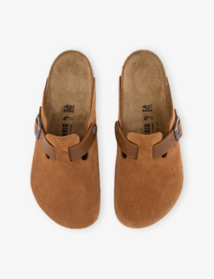 BIRKENSTOCK: Boston Logo-Embossed Suede Clogs
