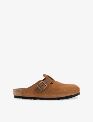 BIRKENSTOCK: Boston Logo-Embossed Suede Clogs
