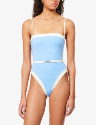 Monday Swimwear Womens Azure Ivory Miami One Piece Bandeau Swimsuit