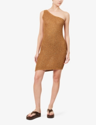 Monday Swimwear Womens  Taormina One-shoulder Knitted Mini Dress In Brown