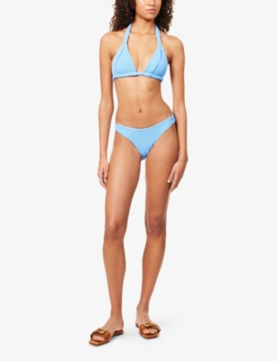 Monday Swimwear Womens Azure Crinkle Byron Mid-rise Bikini Bottoms