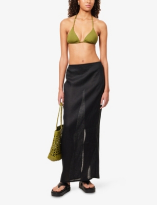 Monday Swimwear Womens Black Linen Fontelina Linen Maxi Skirt