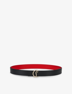 Christian Louboutin Logo Leather Belt In Black/loubi