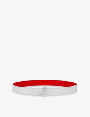 Christian Louboutin Womens Bianco/loubi Loubi54 Leather Belt In White