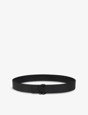 Christian Louboutin Mens Black Mooncrest Reversible Leather Belt