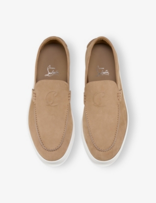 Christian Louboutin Mens Moonboat Suede Loafers Lionne Eur 43.5 / 9.5 Uk