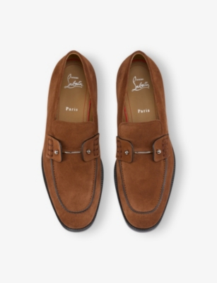 Christian Louboutin Chambelimoc Leather Loafers In Brown