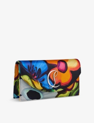 CHRISTIAN LOUBOUTIN: Loubi54 Floral-Print Crepe-Satin Clutch Bag