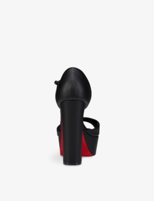Christian Louboutin Womens Black Sandaloo 130 Leather Heeled Sandals Eur 39 / 6 Uk