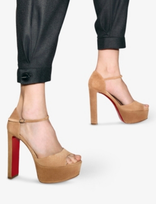 Christian Louboutin Sandaloo Suede Platform Sandals 130 In Brown