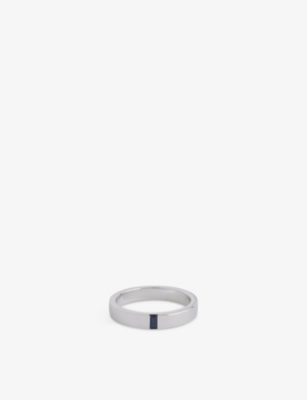 MIANSAI: 4mm Rhodium-Plated Sterling-Silver and Sapphire Band Ring