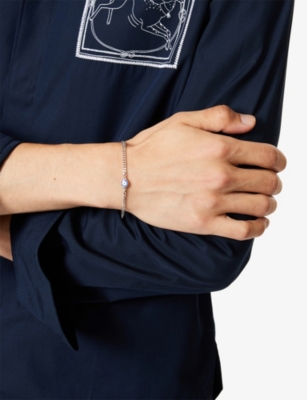 Miansai Mens Single Blue Eye Rhodium-plated 925 Sterling Silver Bracelet In Blue