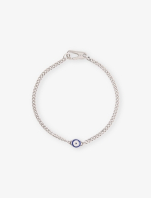 Miansai Mens Single Blue Eye Rhodium-plated 925 Sterling Silver Bracelet In Blue