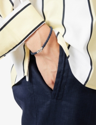 Miansai Mens Navy Blue Cruz Denim And 925 Sterling Silver Bracelet In Blue