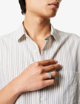 Miansai Mens Blue Lennox Platinum-plated 925 Sterling Silver And Chalcedony Ring In Metallic