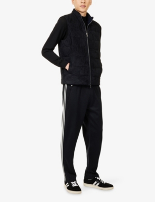 Eleventy Mens Blue Reversible Sleeveless Cable-knit Gilet In Black