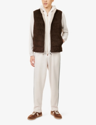 Eleventy Mens Moro E Sabbia Reversible Sleeveless Cable-knit Gilet In Brown