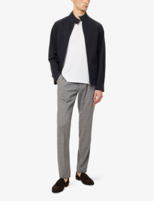 Eleventy Mens Light Melange Gray Drawstring Tapered-leg Stretch-wool Trousers In Gray