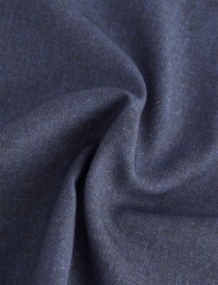 Eleventy Mens Blue /  Sand Plain-colour Cotton And Wool Pocket Square