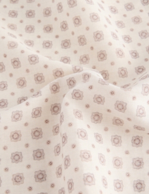 Eleventy Mens White And Beige Printed Cotton And Wool Pocket Square In Multi