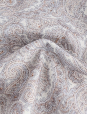 Eleventy Mens Light Melange Gray Paisley-print Cotton And Wool Pocket Square In Gray