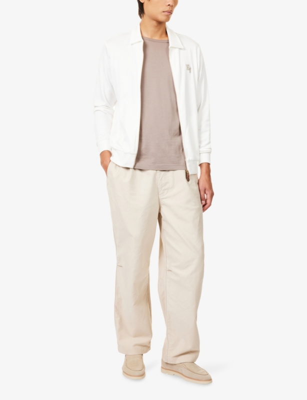 Embroidered-Logo Pointed-Collar Cotton-Jersey Sweat Jacket