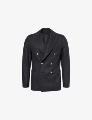 ELEVENTY: Peak-Lapels Double-Breasted Wool-Blend Blazer