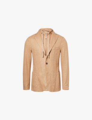 ELEVENTY: Detachable-Hood Notched-Collar Wool-Blend Jacket