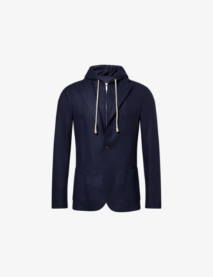 ELEVENTY: Detachable-Hood Notched-Collar Wool-Blend Jacket