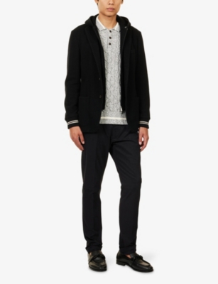 ELEVENTY: Notched-Lapel Striped-Trims Cotton-Cashmere Blend Jacket