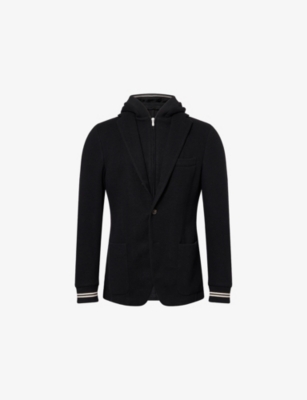 ELEVENTY: Notched-Lapel Striped-Trims Cotton-Cashmere Blend Jacket