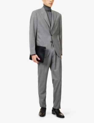 Eleventy Mens Medium Melange Gray Notch-lapels Tapered-leg Silk-wool Suit In Gray