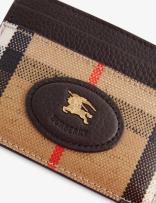 Burberry Womens Sand Highlands Coated-canvas Card Case In Sand