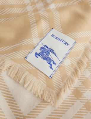 Burberry Womens Sand/ecru Check-print Wool And Silk Scarf