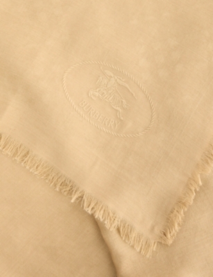 Burberry Womens  Logo-jacquard Wool And Silk-blend Scarf