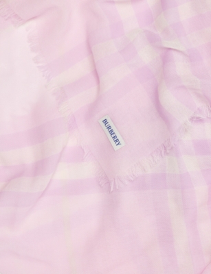 Burberry Womens Wide Check Wool Scarf Fondant