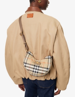 Burberry Women Sand Beige Top Zip Fastening Adjustable Shoulder Strap Signature Equestrian Knight