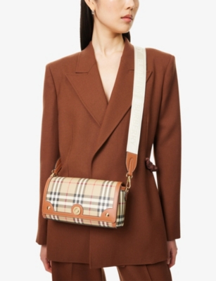 Burberry Canvas And Leather Note Handbag With Check Pattern