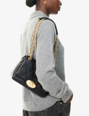 Burberry Quilted Chain Strap Crossbody Bag With Gold-tone Hardware In Black