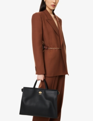 Burberry Womens Black Cotswolds Medium Leather Tote Bag