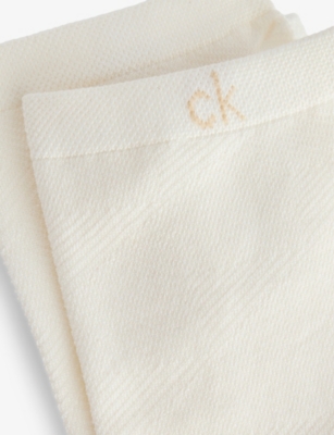 CALVIN KLEIN WOMENS OFF WHITE ANKLE-LENGTH PACK OF TWO MESH SOCKS 