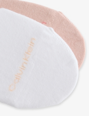 CALVIN KLEIN WOMENS PEACH FOOTIE HIGH-CUT PACK OF TWO STRETCH-MESH LINER SOCKS 