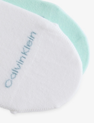 Calvin Klein Womens Turquoise Footie High-cut Pack Of Two Stretch-mesh Liner Socks