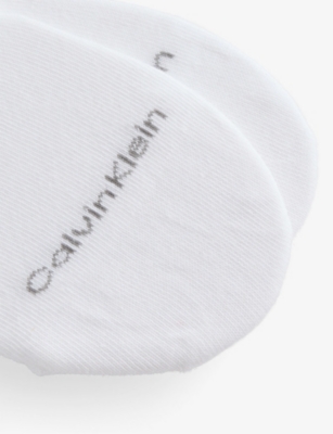 Calvin Klein Womens White Footie High-cut Pack Of Two Stretch-mesh Liner Socks